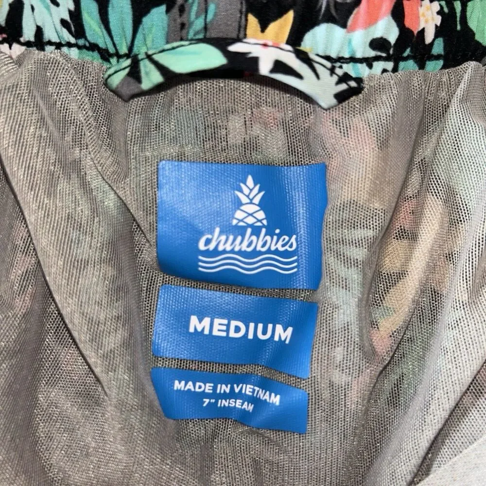 Chubbies The Bloomerangs Boys Medium Swim Trunks Midnight Flowers Tuscan Palm